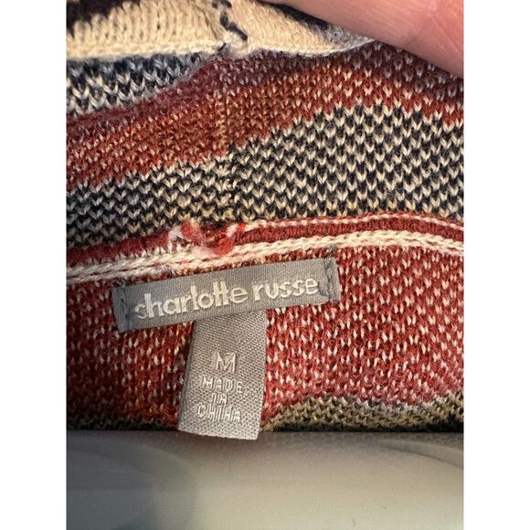 Charlotte Russe Open Front Zig Zag Cardigan Medium Snazzy Cozy Bookstore Vibe - Picture 3 of 4